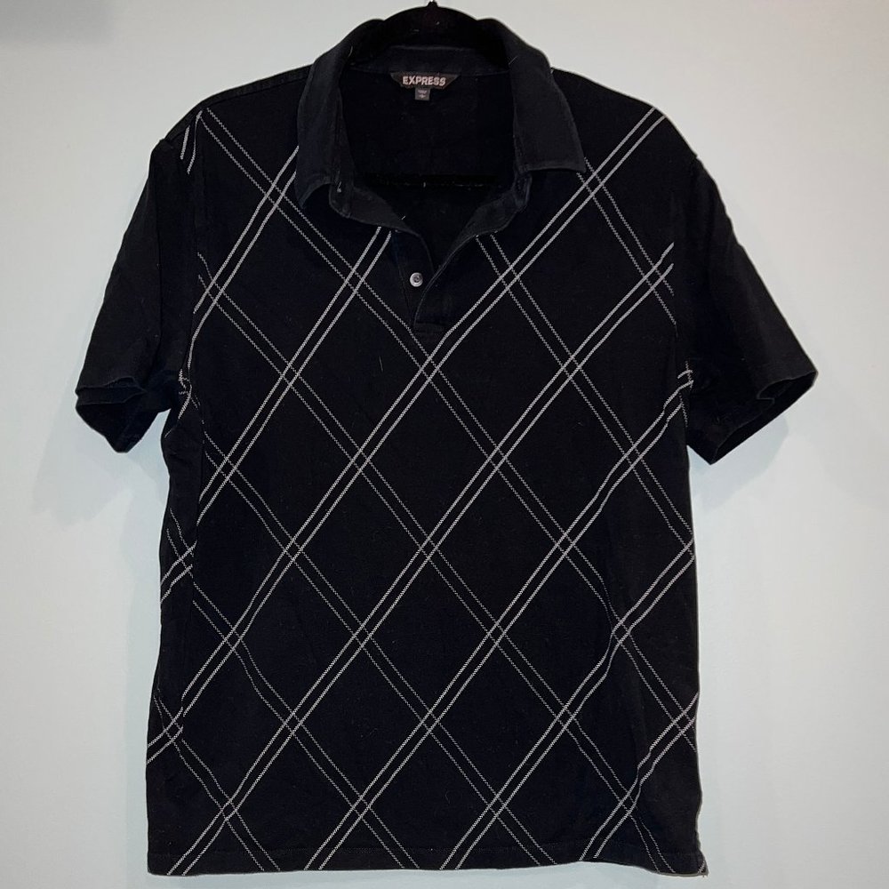 Express Hatch Printed Polo Top